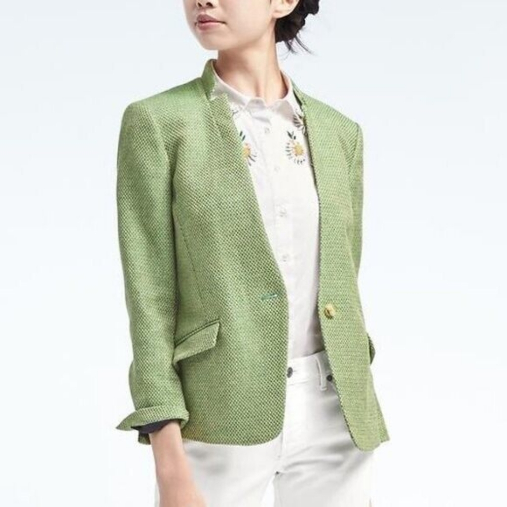 Banana Republic tweed blazer women's petite size 2